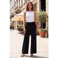 Roman Women's Petite Wide Leg Stretch Trouser in Black | Size: 10
