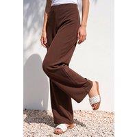 Roman Women's Petite Wide Leg Stretch Trouser in Chocolate | Size: 8