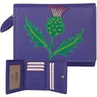 Mala leather Women's Hamilton Classic Scottish Thistle Compact Leather Purse in Purple