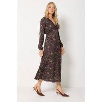 Long Tall Sally Women's Tall Floral Lace Detail Satin Maxi Dress in Chocolate | Size: 22