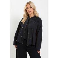 Yours Women's Military Cotton Jacket in Black | Size: 22-24