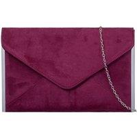Bags of Joy Women's Slim Faux Suede Envelope Clutch Bag with Metallic Edge in Burgundy