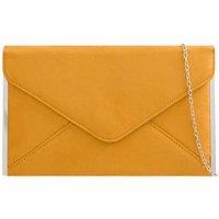 Bags of Joy Women's Slim Faux Suede Envelope Clutch Bag with Metallic Edge in Mustard