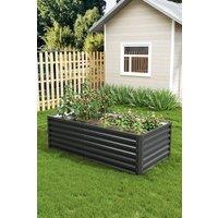 Living and Home Metal Rectangular Raised Garden Bed in Charcoal