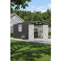 Garden Sanctuary 10x12FT Outdoor Metal Apex Roof Storage Shed in Charcoal