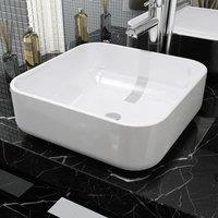 Berkfield Home Basin Square Ceramic White 39x39x13.5 cm