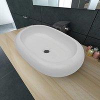 Berkfield Home Luxury Ceramic Basin Oval-shaped Sink White 63 x 42 cm
