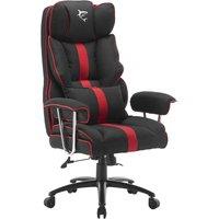 Unknown Untitled White Shark LE MANS Racing Gaming Chair | Red/Black Fabric Reclining in Black