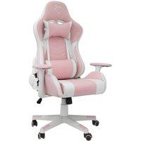 Unknown Untitled White Shark ROXY Gaming Chair - Pink/White Reclining Gaming Chair in Baby Pink