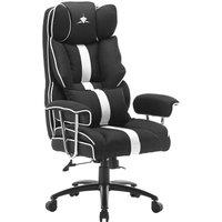 Unknown Untitled White Shark LE MANS Racing Gaming Chair | White/Black Fabric Reclining in Black
