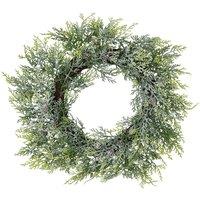 Love Lace Frosted Pine Wreath With Pinecones Artificial Flower in White