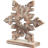 Love Lace White Wash Collection Wooden Snowflake Decoration in Brown
