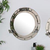 Melody Maison Nautical Porthole Mirror In Silver - 38cm X 38cm | Size: 38 cm X 38 cm