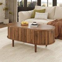 Matteo Oval Lift-Top Coffee Table - Walnut Finish - Vintage Style