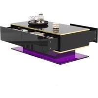 Matteo Modern LED Coffee Table With Gold Accents & High-Gloss Finish in Black