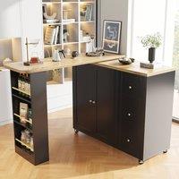 Matteo 360-Degree Swivelling Kitchen Island - Black - Minimalist