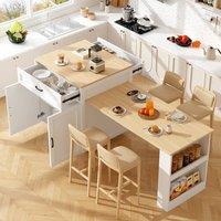 Matteo Extendable Bar Table With Storage & Side Shelves - White