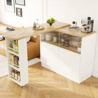 Matteo 360-Degree Swivelling Sideboard - White - Modern Kitchen Island