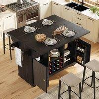 Matteo Multifunctional Kitchen Serving Trolley - Foldable Mobile Side Table in Black