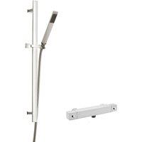 Balterley Square Bar Valve Sheer Slide Rail Shower Kit Chrome in Silver