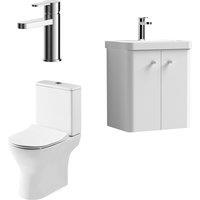 Balterley Wall Hung 2 Door Bathroom Vanity Unit, Tap & Toilet Pack, White, 479mm in White