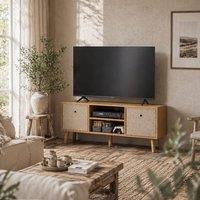 Wyld Haus Linore 110cm Wooden Brown TV Storage Cabinet Removable Fabric Drawers