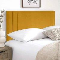 SOFT SNOOZE BEDS 24 Indigo Designer Headboard for Divan Beds in Plush Velvet in Mustard | Size: Single