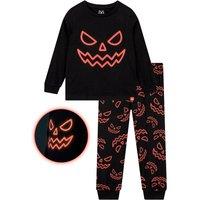 Harry Bear Boy's Pumpkin Glow In The Dark Pyjamas in Black | Size: 3-4 Years