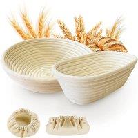 YnysTec Sourdough Banneton Bread Proofing Basket Fermentation Baking Set in Beige | Size: 21 cm x 15 cm x 8 cm