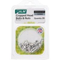 ALM Manufacturing Aluminium Cropped Head Nuts & Bolts - Pack of 20 in Silver