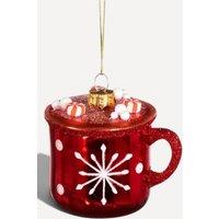 Sass & Belle Hot chocolate mug glass Christmas tree decoration in Red