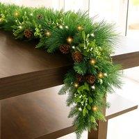 Marco Paul 9ft Pre-Lit Luxury Garland in Green