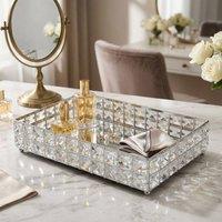 Dynasty Home UK 30cm Silver Crystal Rectangular Decorative Vanity Tray