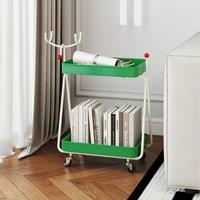 Costway 2-Tier Rolling Cart for Christmas Decoration-Green in Green