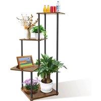 FORGEVIO 4 Tier : 80.5cm High Metal Plant Stand Flower Pot Display Rack in Brown