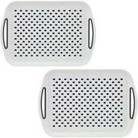 PAWNORA 2 Pack White Non Slip Serving Trays Plastic Tea Coffee Food
