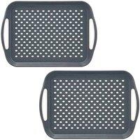 PAWNORA 2 Pack Grey Non Slip Serving Tray Plastic Rubber Grippers