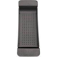 FORGEVIO Black Grey Plastic Bath Caddy Tray Extendable Bathtub Organizer in Dark Grey
