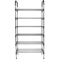 FORGEVIO Metal Shoe Rack 6 Tier Shelves Stand in Silver