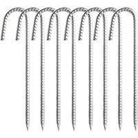 NESTLUNE 10PCS Heavy Duty 12 Galvanised Steel Ground Rebar Stakes in Silver