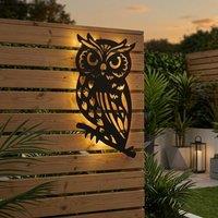 Garden Greatness 25 LED Metal Owl Solar Wall Art Statement Light in Metallics