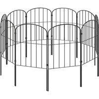 Levede 10 Pack Metal Garden Fence Decorative Animal Barrier Outdoor Pet Fence in Black