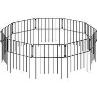 Levede 10 Pack Metal Garden Fence Decorative Animal Barrier Outdoor Pet Fence in Black