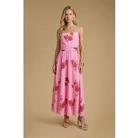 Oasis Women's Printed Mesh Strappy Prom Midi Dress in Pink | Size: 14