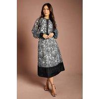 Coast Women's Embroidered Organza Long Sleeve Midi Shirt Dress in Mono | Size: 8