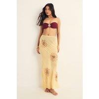 NastyGal Women's Flower Embellished Maxi Beach Skirt in Lemon | Size: 6