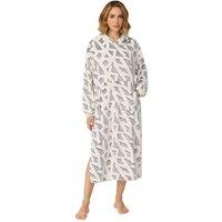DKNY Women's 122 cm Long Sleeve Hooded Lounger in Grey Bias Logo in Light Grey | Size: Medium