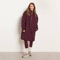 OHS Women's Contrast Sherpa Lined Water Resistant Coat Drying Changing Robe in Plum | Size: S/M