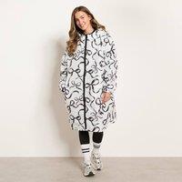 OHS Women's Ribbon Bow Water Resistant Coat Sherpa Lined Drying Changing Robe in White | Size: Large/XL