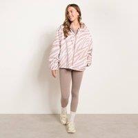 OHS Women's Zebra Print Fleece Lined Cropped Jacket Water Resistant Lightweight in Beige | Size: S/M